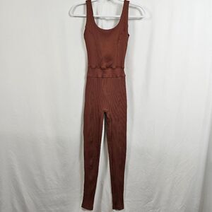 Year of Ours X Bandier Ribbed Reformer Jumpsuit in Brown - Size S